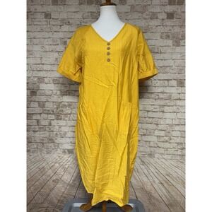 Emory rose M Yellow Midi Length Pockets Buttons Sheath Overaize